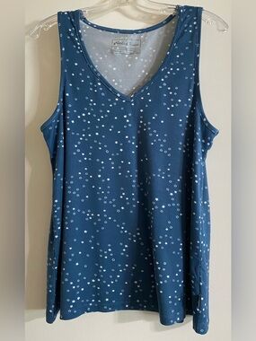 Eddie Bauer Blue V-Neck Tank Top with White Star Print sleepwear
